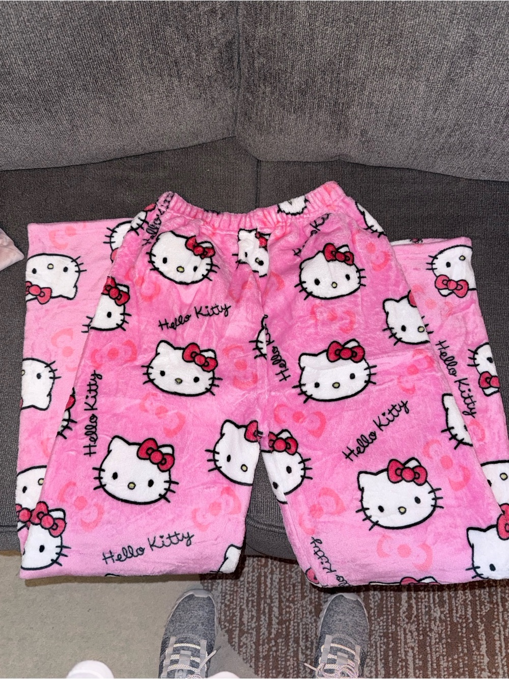 Hello Kitty Pink Fleece Kids Pajama Bottoms with Bow Print